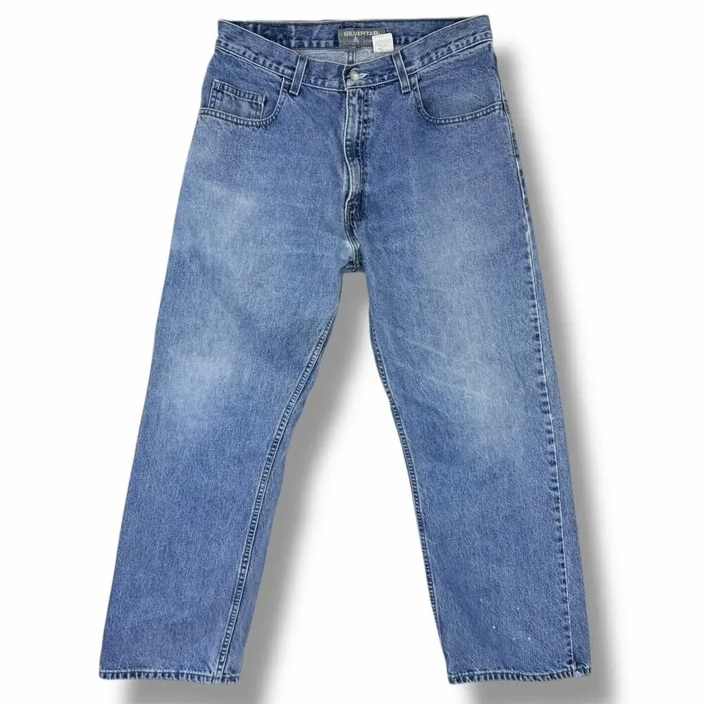 Vintage Y2K Mens Levis Silvertab Jeans Loose Fit Straight Leg Medium Wash 34x30 - Picture 1 of 11
